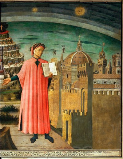 Dante Alighieri og utsikt over Firenze, Italia av Domenico di Michelino