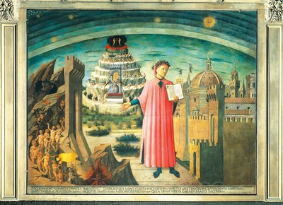 Dante og diktet hans "Den guddommelige komedie" av Domenico di Michelino