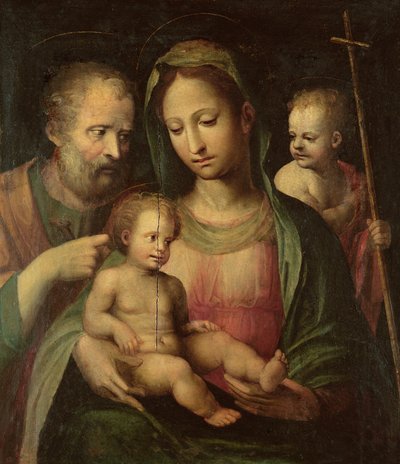 Den hellige familie med Saint John av Domenico di Pace Beccafumi  