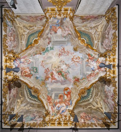 Tak med allegorien om høsten, Bacchus, Hall of Autumn av Domenico the Elder Piola
