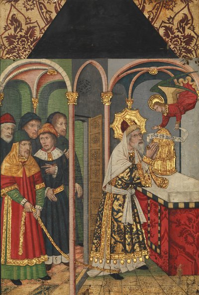 Panel med engelen som vises for Zacharias..., 1464-1507. av Domingo Ram