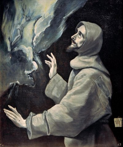 Saint Francis mottar Stigmata, ca 1585-1590. av Dominico El Greco