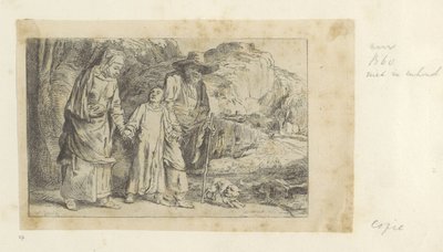 Kristus vender tilbake fra tempelet med Joseph og Mary Recueil de quatre-vingt-cinq estampes originales (serietittel) av Dominique Vivant Denon (baron) (attributed to)