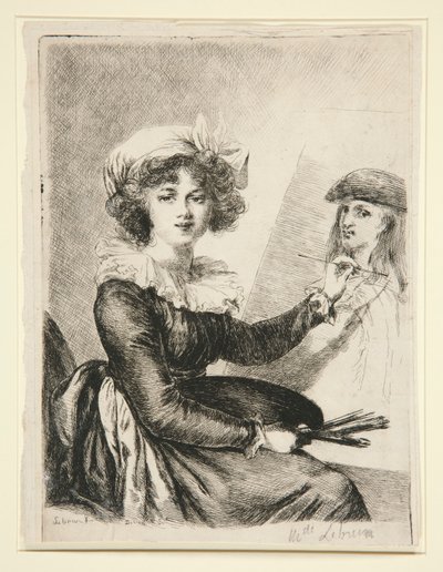 Louise-Elisabeth Vig?e-Lebrun, (Mlle Lebrun) etter, og i revers til, selvportrettet av 1790 i Uffizzi av Dominique Vivant Denon