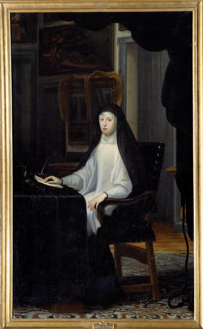 Portrett av dronning Mary Anne av Østerrike i enke (1634 - 1696). Maleri av Juan Carreno De Miranda (1614-1685) Ec. Esp av Don Juan Carreno de Miranda