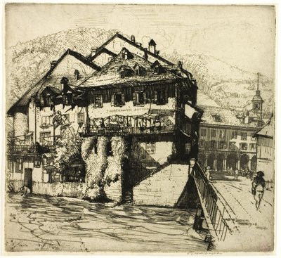 Hus på Aare, Sveits av Donald Shaw MacLaughlan