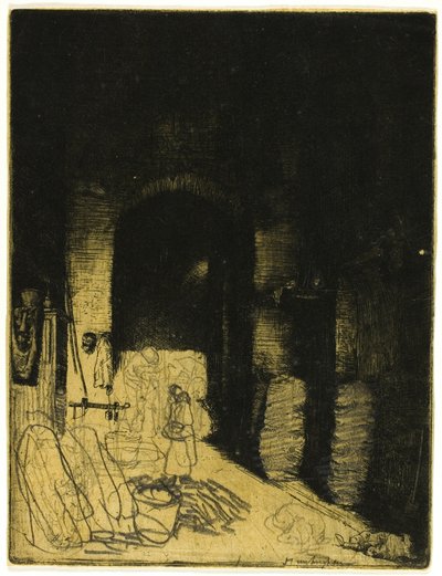 Interiør i Charcoal Shop, Firenze av Donald Shaw MacLaughlan