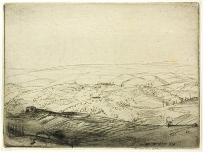 Skisse fra murene i San Gimignano av Donald Shaw MacLaughlan