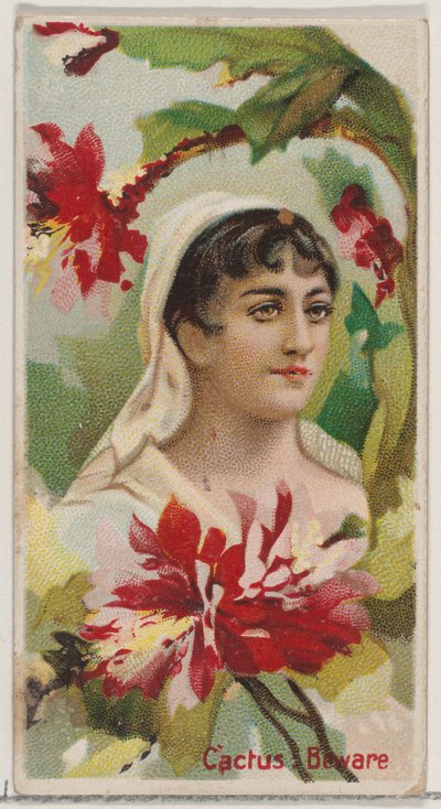 Cactus: Beware, fra serien Floral Beauties and Language of Flowers N75 for Duke bra..., 1892. av Donaldson Brothers