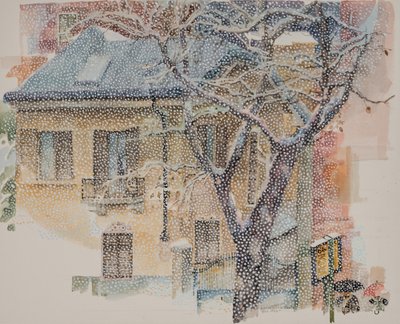 Busstopp, 2011 (akvarell på papir) av Donatella Merlo