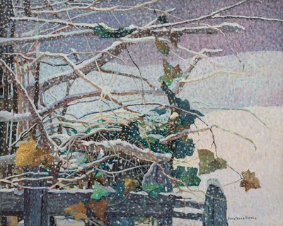 Snow falls, ca. 1987 (olje på lerret) av Donatella Merlo