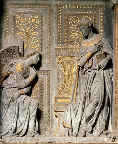 Kunngjøring Høyrelieff av Donato de Bardi dit Donatello (ca. 1386-1466) 1435 Santa Croce-kirken. Firenze av Donatello