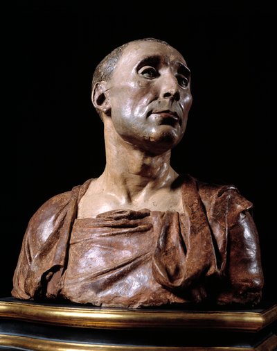 Bysteportrett av condottiere Niccolo da Uzzano (1359-1431) "" Terracotta-skulptur av Donato de 