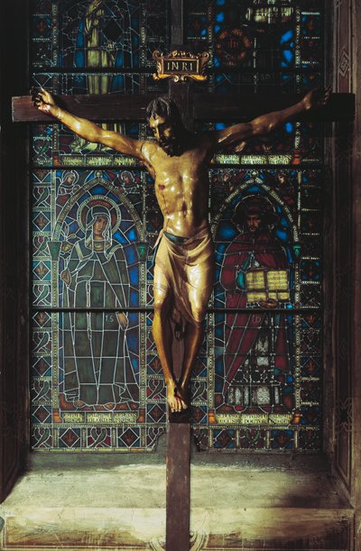 Italia, Firenze, Santa Croce-kirken, krusifiks av Donatello