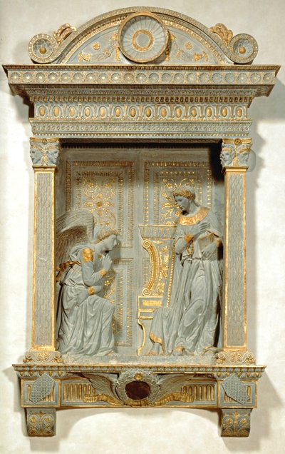 Bebudelsen (stein og gull) av Donatello