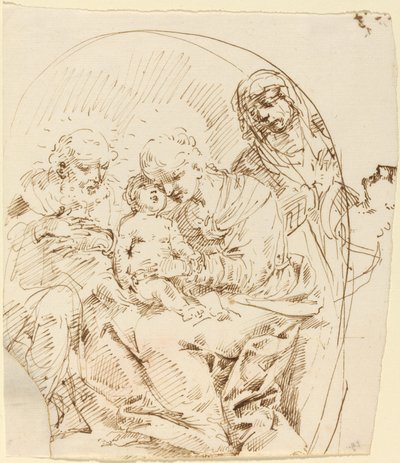 Hellig familie med Saint Anne og kvinnelig hode i profil av Donato Creti