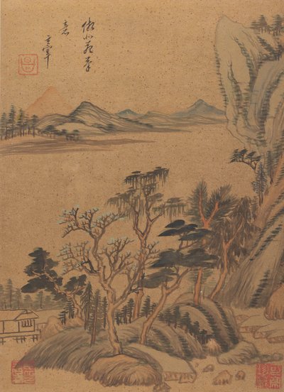 Landskap og dikt, 1600-tallet, trolig etter 1625. av Dong Qichang
