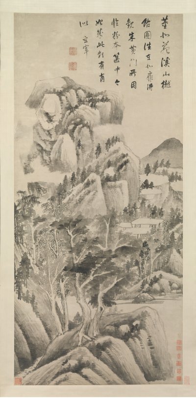 Skyggefulle boliger blant bekker og fjell, ca. 1622-25. av Dong Qichang