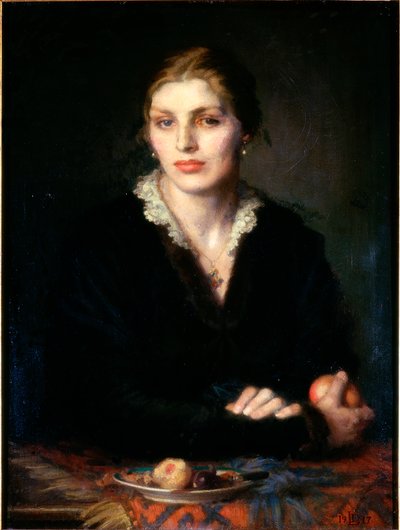 Lady with Fruit Gladys Holman Hunt, 1917 olje på lerret av Dorothea Landau