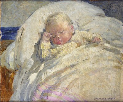 En sovende baby (olje på lerret) av Dorothea Sharp
