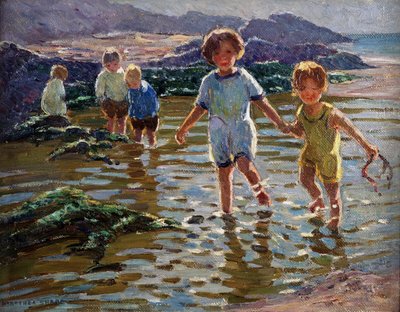 Barn som leker (olje på lerret) av Dorothea Sharp
