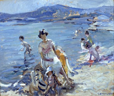 Figurer som bader (olje på kort) av Dorothea Sharp