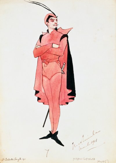 Kostyme for Mephistopheles in Faust av Charles Gounod, skisse av Carleton Smyth, for fremføring i 1911, 1900-tallet av Dorothy Carleton Smyth