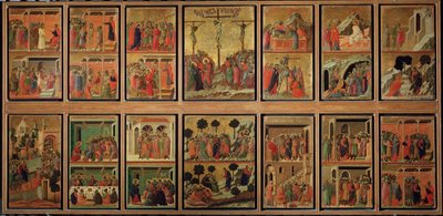 Kristi liv: lidenskap. Predella of the Maesta (tempera på tre av Duccio di Buoninsegna
