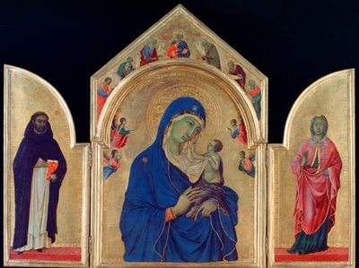 Madonna og barn med St Dominic og St Aurea, c1315 av Duccio di Buoninsegna