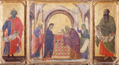 Solomon, presentation at the Temple and the Prophet Malachi, detail from predella of the Maesta