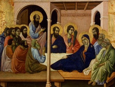 Jomfruen tar avskjed med apostlene, detalj fra Maesta