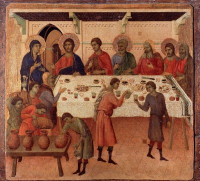 Bryllupet på Cana. Baksiden av altertavlen (tempera og gull på tre av Duccio di Buoninsegna