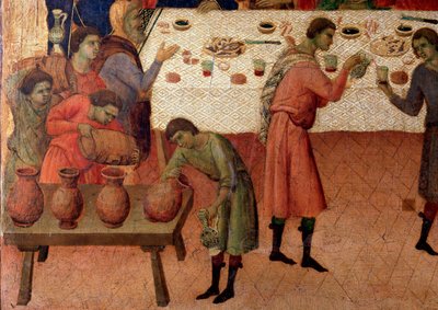Bryllupet på Cana. Detalj, baksiden av altertavlen (tempera og gull på tre av Duccio di Buoninsegna