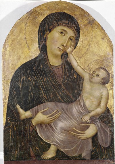 Jomfru og barn (tempera og gull på panel av Duccio di Buoninsegna