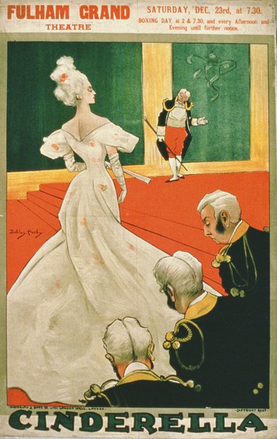 Annonse for "Askepott" på Fulham Grand Theatre av Dudley Hardy