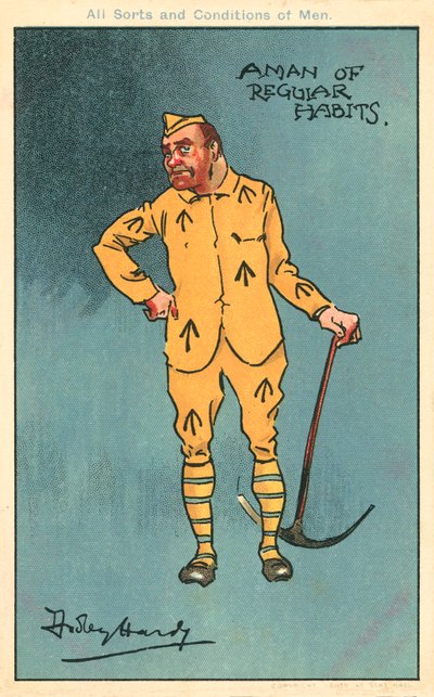 Forbrytelse og straff: fange som holder en hakke (chromolitho) av Dudley Hardy