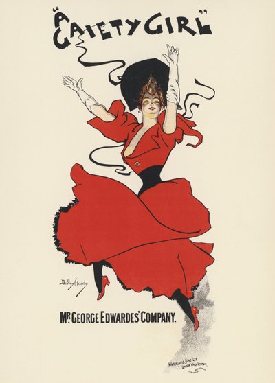 Plakat for "A Gaiety Girl" (litho i farge) av Dudley Hardy