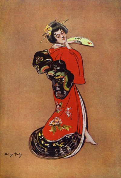 Geishaen, design for en plakat (farge litho) av Dudley Hardy