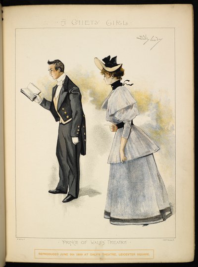 To karakterer. En mann som leser en bok og en dame. av Dudley Hardy
