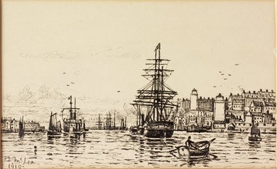 The High and Low Lights North Shields (blekk på papir) av Duncan F. McLea