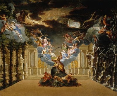 Scenedesign for Prologue of the Tragédie lyrique Atys av Jean-Baptiste Lully, ca. 1708. av Duplessis