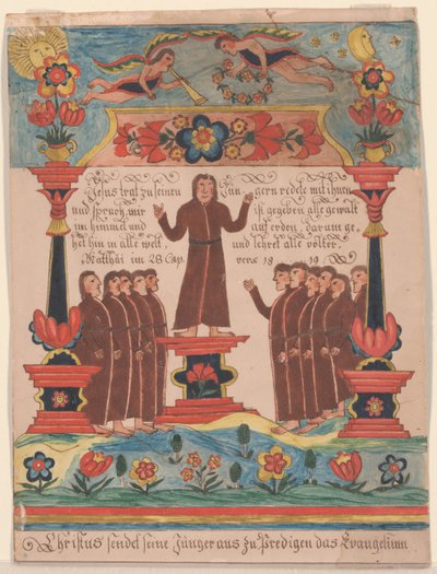 Jesus gikk til sine disipler, ca. 1810-20 (penn og blekk og wc på papir) av Durs Sr. and Rudy, Durs Jr. Rudy