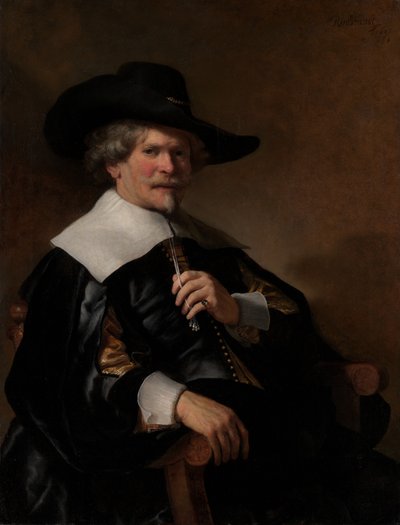 Portrett av en mann som sitter i en lenestol, ca. 1640-50. av Dutch