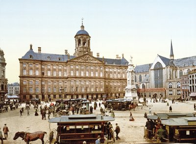 Det kongelige palass i Amsterdam fra Damplassen, 1890-1900 av Dutch Photographer
