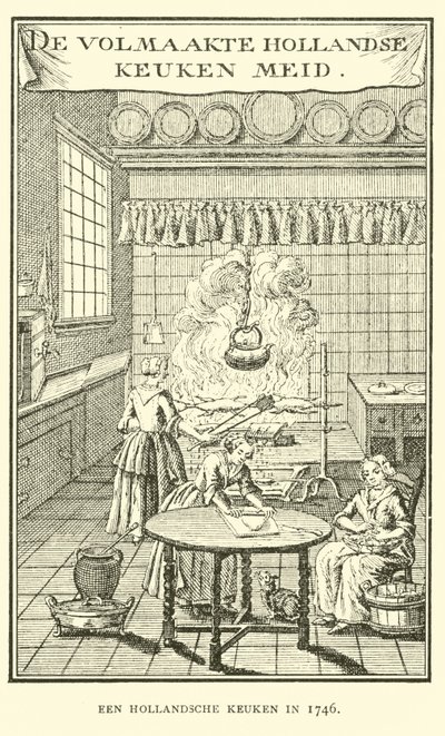 Et nederlandsk kjøkken i 1746 av Dutch School