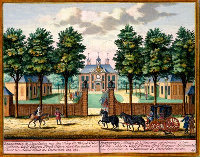 Bekenstein House of Pleasure, fra Het Zeganpralent Kennemerlant av Hendrick de Leth og Matthias Brouerius Van Nidek, utgitt ca. 1700-30 av Dutch School