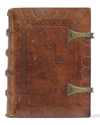 Timebok og bønnebok på nederlandsk, Nedre Rheinland, Emmerich, Cleves, ca. 1480 (blekk og pigment på vellum og papir, innbundet i kalveskinn over brett med metallspenner) av Dutch School
