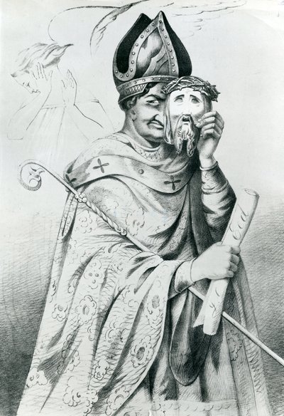 Karikatur av pave Pius IX (1792-1878) av Dutch School