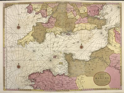Carte de la Manche. Kart som viser den engelske kanalen av Dutch School