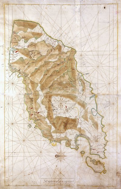 Kart over øya Timor, ca. 1760 av Dutch School